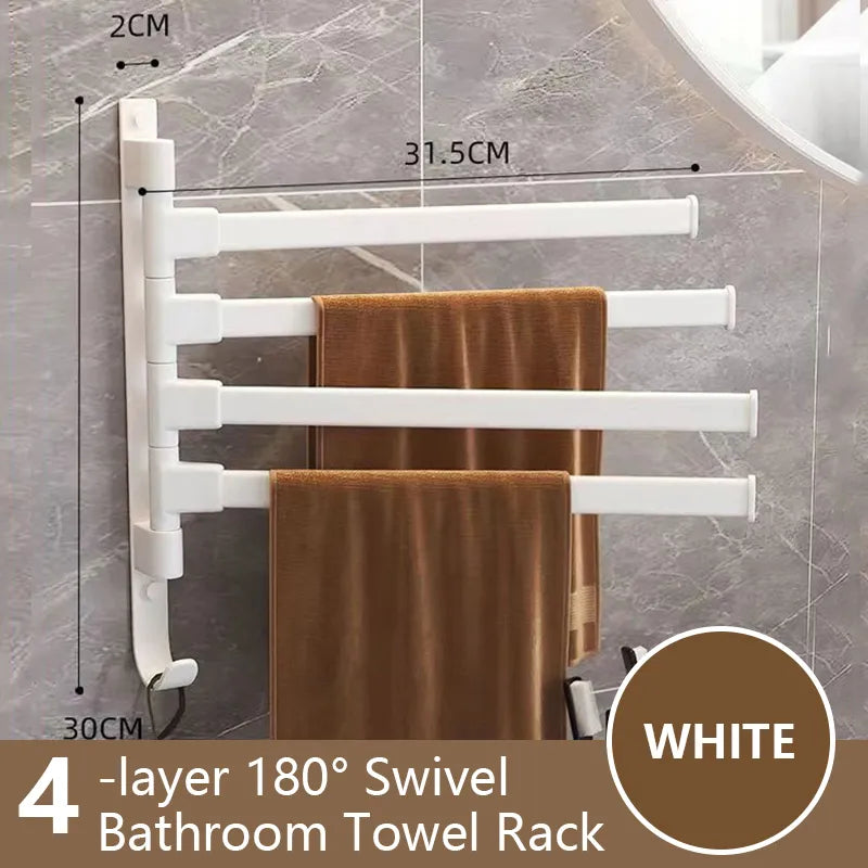 Bathroom Towel Holder Rotatable Towel Rack Space Aluminum 1/2/3/4/5-Bar Towel Holder Kitchen Shelf Kitchen Hanging Shelf Wall Mounted