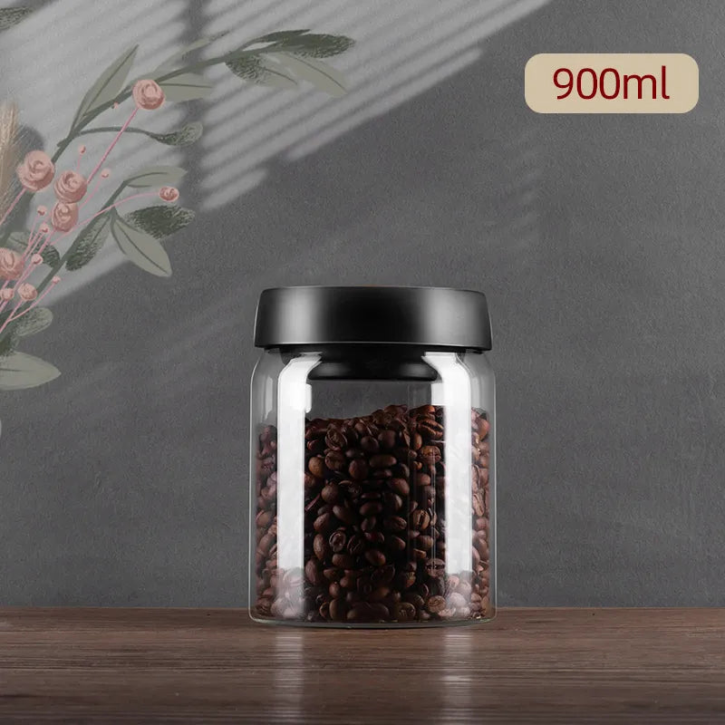 GIANXI Vacuum Sealed Jug, Coffee Beans, Glass, Airtight Canister, Food, Grains, Sweets, Fresh Keeping Container, Kitchen Accessories