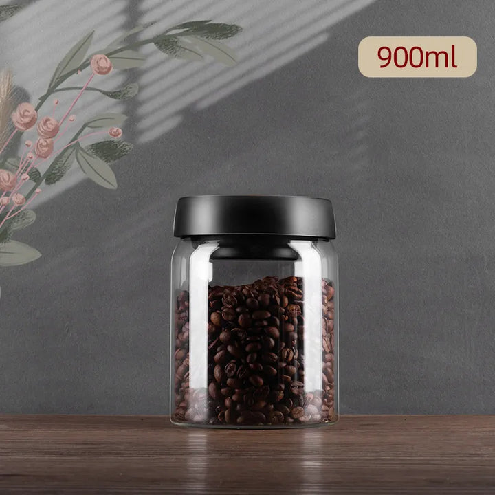 GIANXI Vacuum Sealed Jug, Coffee Beans, Glass, Airtight Canister, Food, Grains, Sweets, Fresh Keeping Container, Kitchen Accessories