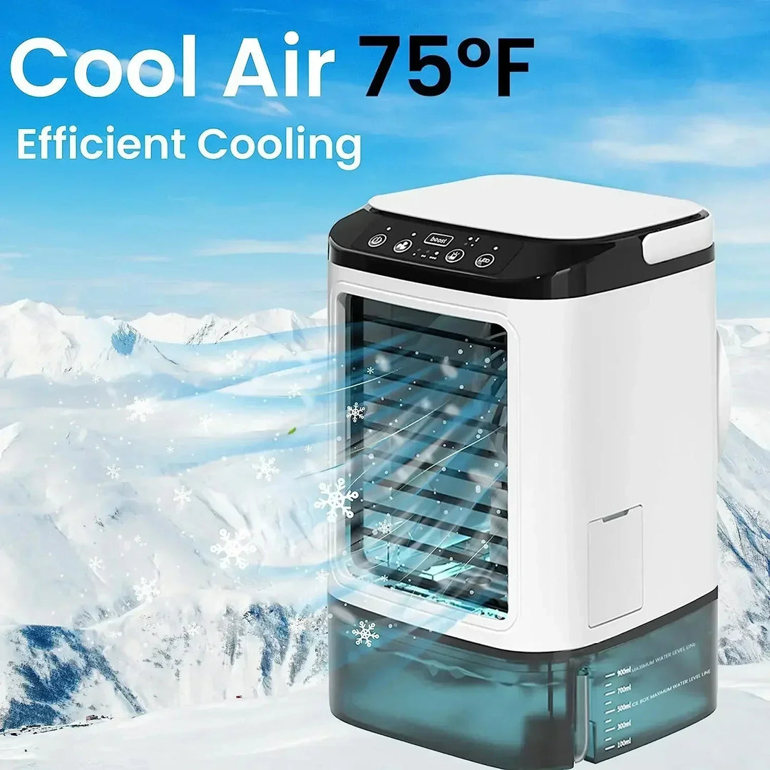 Portable Desktop Air Conditioner Fan – Dual Spray Ultrasonic Humidifier, 3-Speed Silent Air Cooler with Night Light for Home |