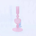 Retro Taper Candle Holder Red Heart Shape Glass Candle Holder Wedding Table Decoration Home Party Glass Vase Decor