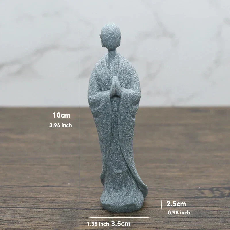 Buddha Stone Statue Small Buddhist Monks Tibetan Buddhism Figures Zen Garden Ornament Meditation Home Aquarium Decoration