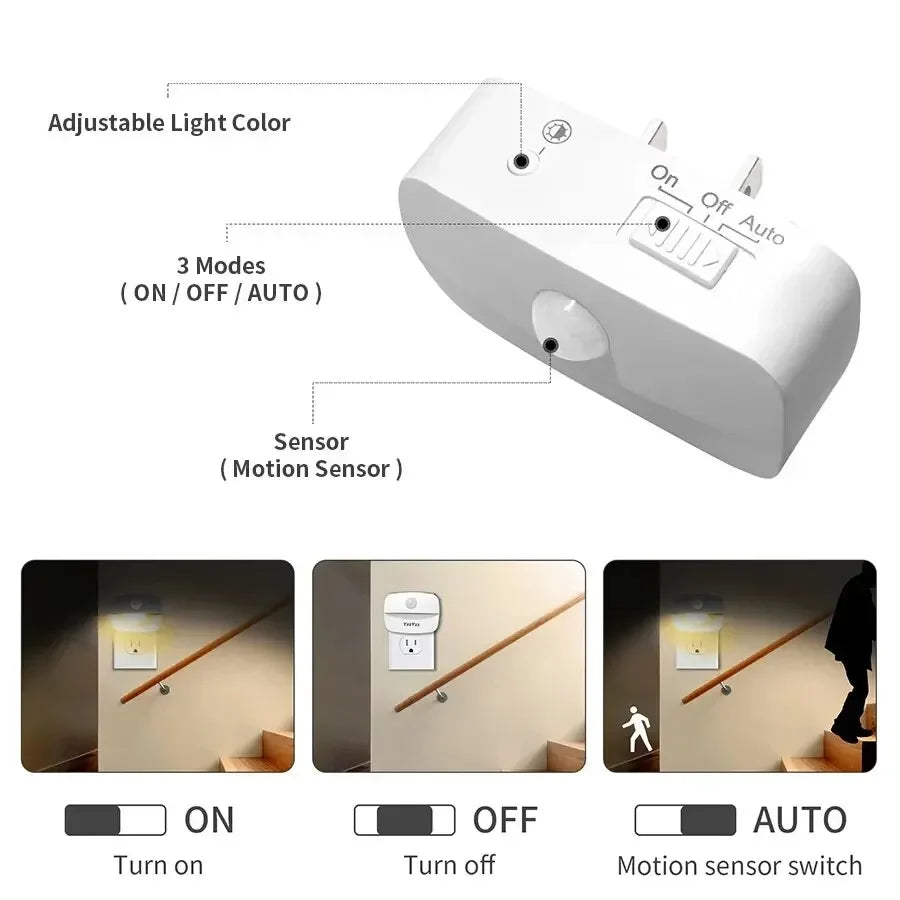 LumoSense LED Night Light | With Motion &amp; Light Sensor | Dimmable &amp; Energy Efficient | Warm White &amp; Cool White