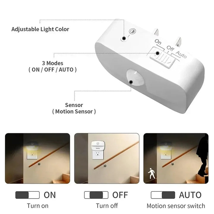 LumoSense LED Night Light | With Motion &amp; Light Sensor | Dimmable &amp; Energy Efficient | Warm White &amp; Cool White