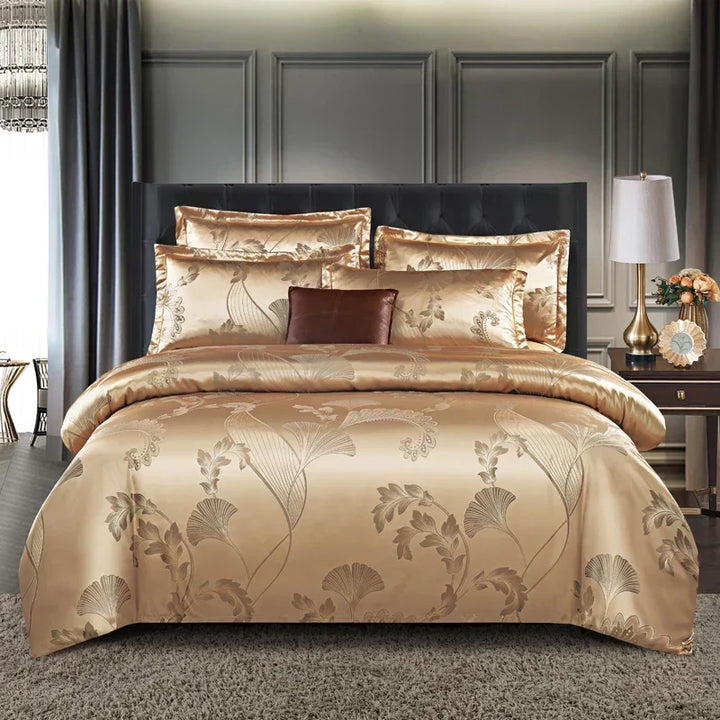 Satin Rayon Jacquard Duvet Cover Set 264x229cm – Luxury Summer Bedding for Comfortable Sleep &amp; Home Décor