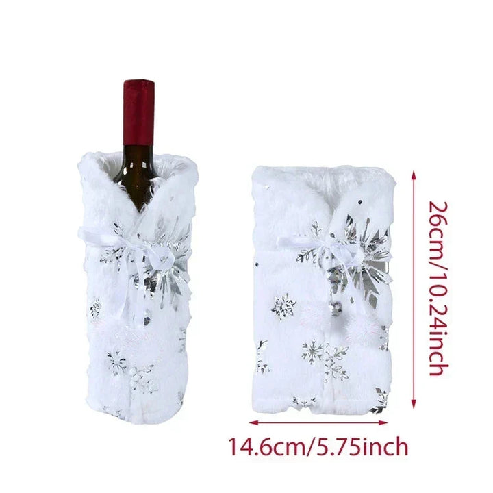 Christmas bottle cover with fur collar – festive cover for wine bottles, gnome decoration for Christmas, perfect as gift wrapping |