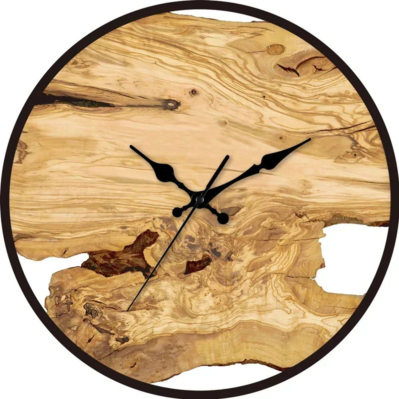 Silent wall clock made of acrylic and wood