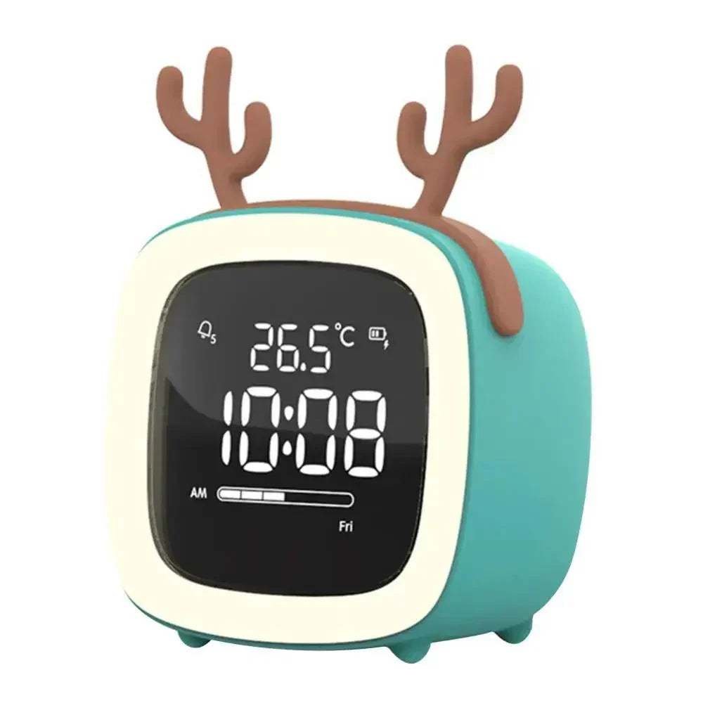 Cartoon Bunny LED Alarm Clock with Night Light – Rechargeable, Cute Digital Display for Kids &amp; Bedrooms