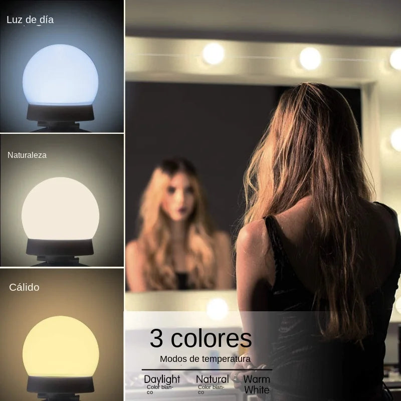 Glamora | LED Makeup Mirror Light Set | 10 Hollywood-Style Lamps | USB, Dimmable &amp; 3 color Modes
