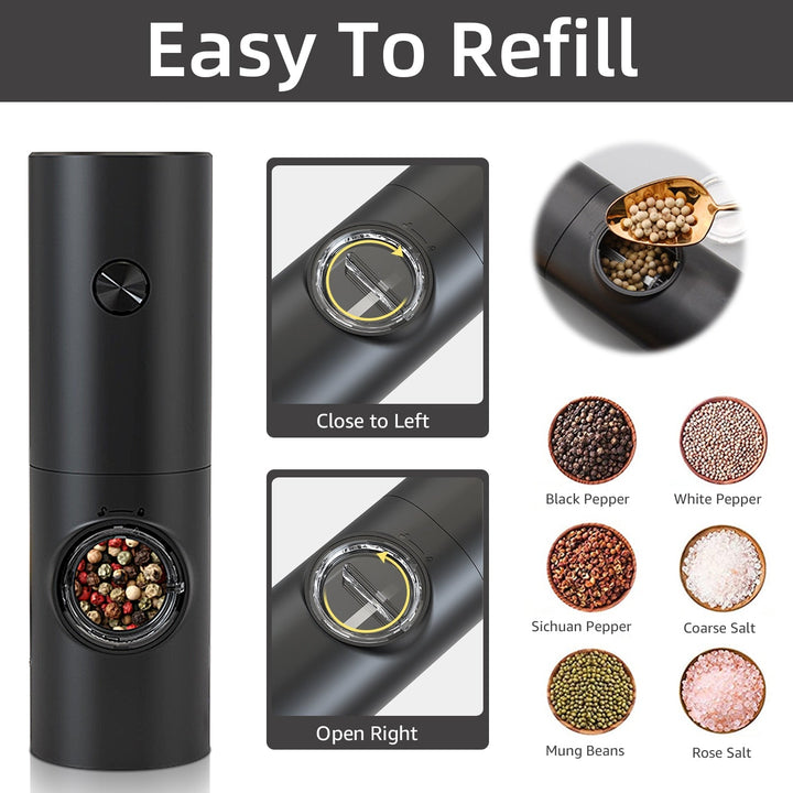 Electric automatic pepper and salt mill with LED light and adjustable grind - Perfect for the kitchen or the restaurant