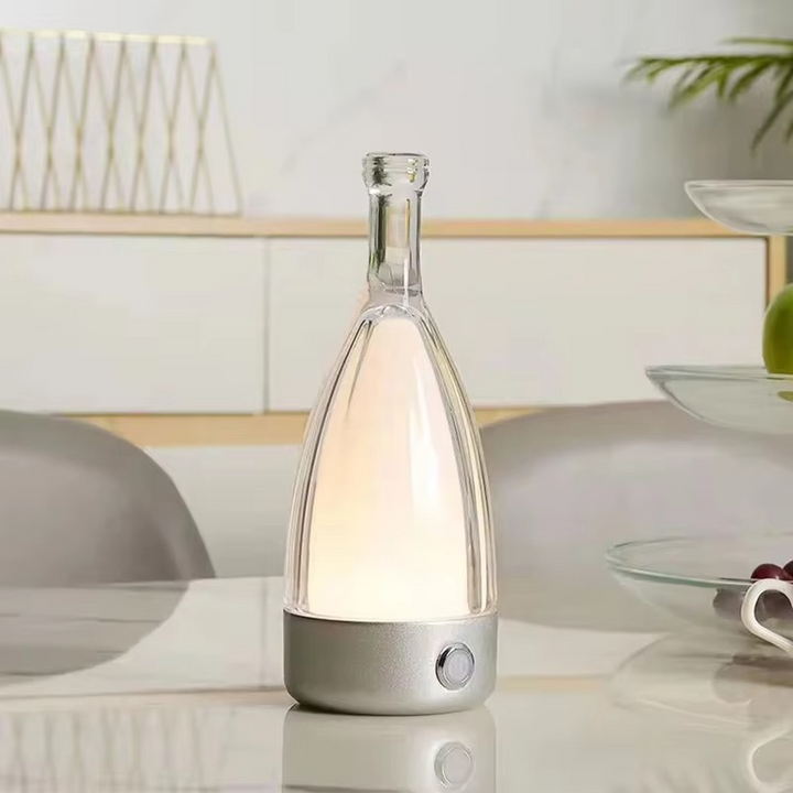 Wine Bottle Desk Lamp with Bluetooth Speaker – Rechargeable Modern Bedside Night Light