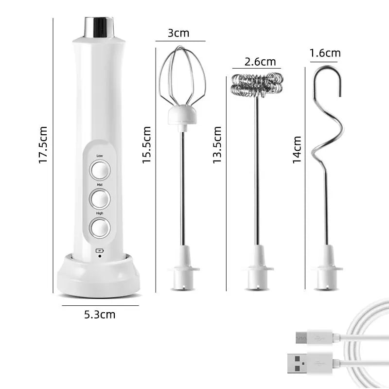 3 In 1 Electric Milk Frother Rechargeable Milk Frother Handheld Frothing Device High Speeds Milk Frother Drink Mixer Coffee