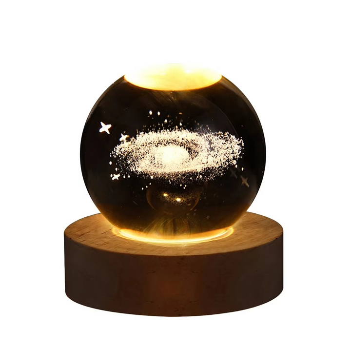 2.36 in RGB Crystal Ball Night Light with Milky Way and Moon - Cosmos-Inspired Bedside Decoration