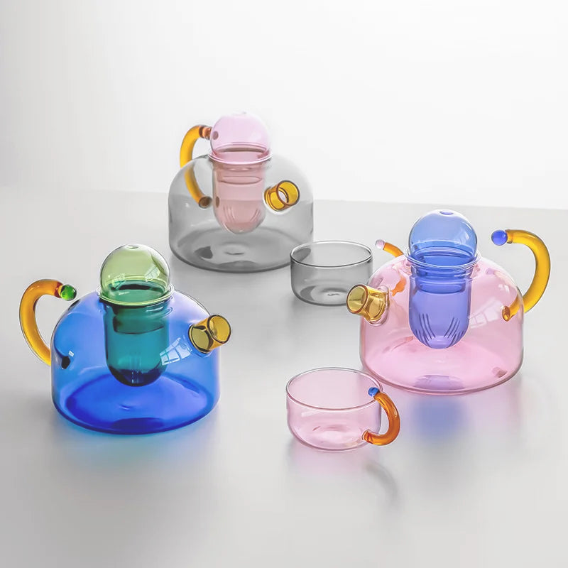 colorful glass tableware