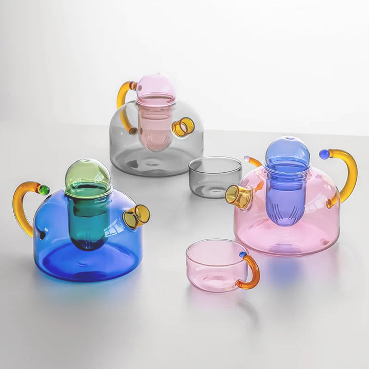colorful glass tableware
