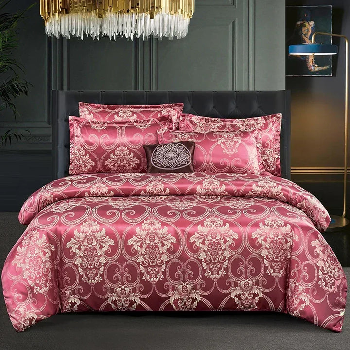 Satin Rayon Jacquard Duvet Cover Set 264x229cm – Luxury Summer Bedding for Comfortable Sleep &amp; Home Décor