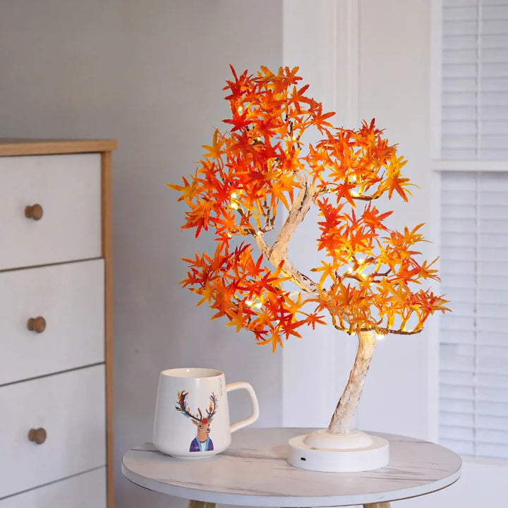 LED Maple Leaf Bonsai Tree Night Light – Decorative Table Lamp for Living Room and Bedroom |