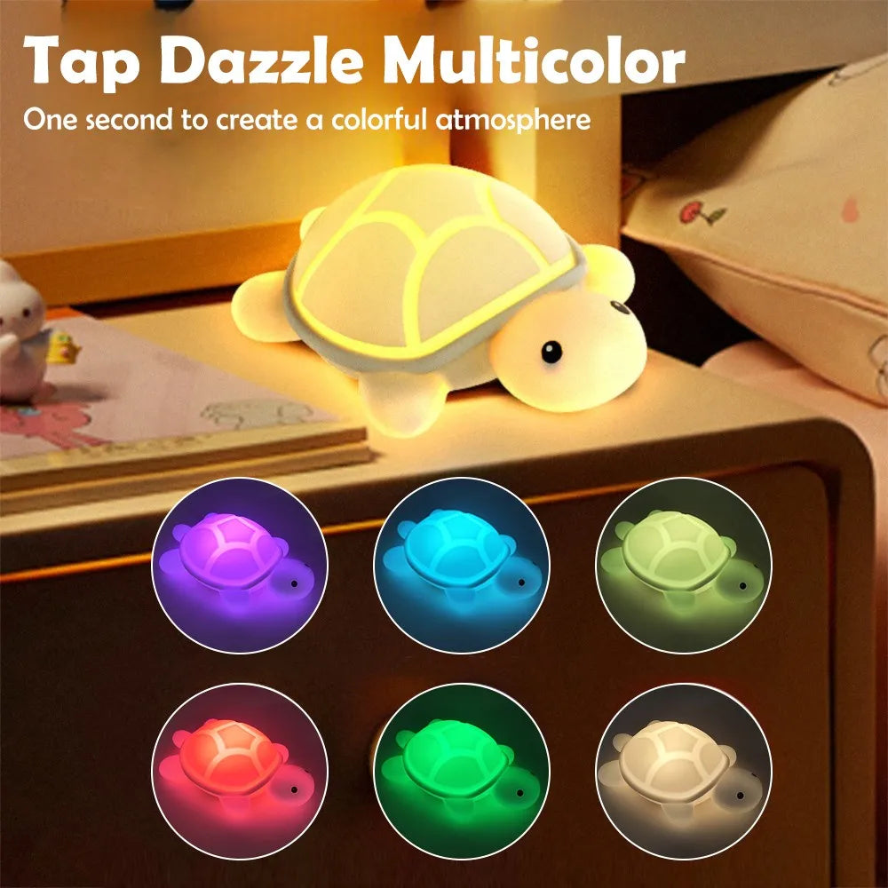 ShellGlow LED Night Light | Cute Turtle | Soft Silicone | color Change &amp; Warm Light | USB-C Rechargeable | 10.2 × 15.8 × 6.1 cm