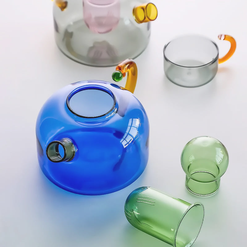 colorful glass tableware