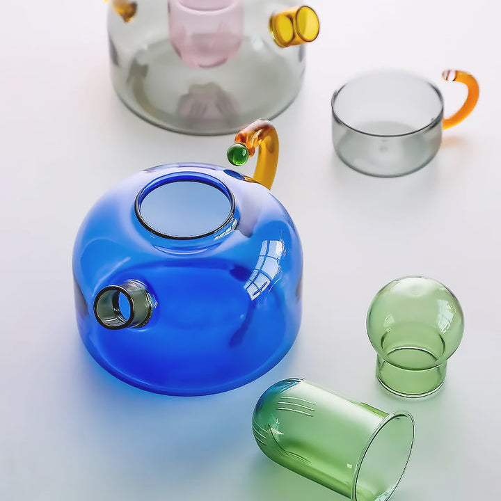 colorful glass tableware