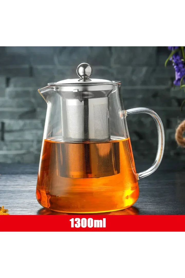 Stainless Steel Infuser Glass Teapot