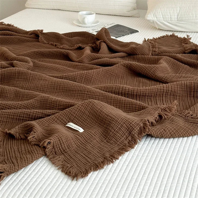 Solid color cotton sofa blanket
