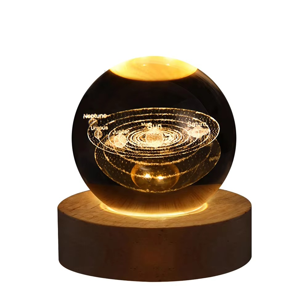 2.36 in RGB Crystal Ball Night Light with Milky Way and Moon - Cosmos-Inspired Bedside Decoration
