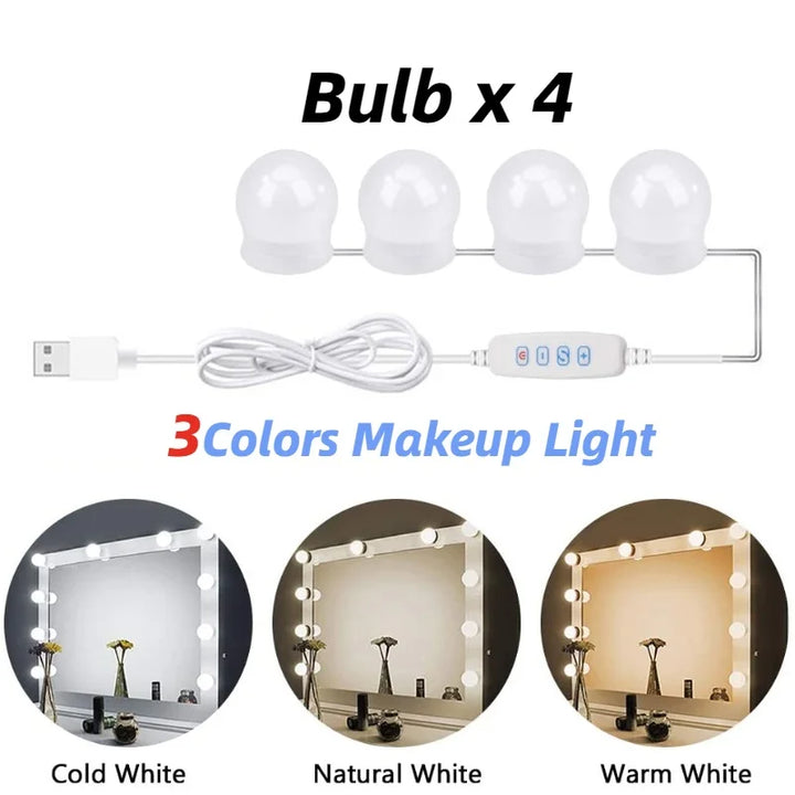 Glamora | LED Makeup Mirror Light Set | 10 Hollywood-Style Lamps | USB, Dimmable &amp; 3 color Modes