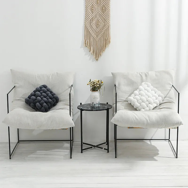 Living Room Soft Plush Knot Pillow Sofa Pillow Solid colour Square Handwoven Home Throw Pillow Square Woven Seat Cushion Pillow