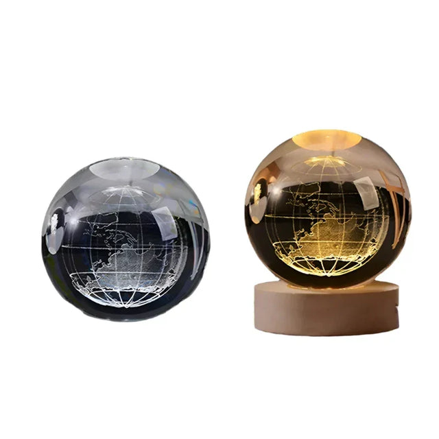 3D Crystal Night Light LED - Starry Sky Projector with Wooden Base, Romantic Lighting for Bedroom & Gifts |