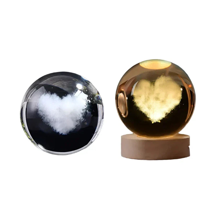3D Crystal Night Light LED - Starry Sky Projector with Wooden Base, Romantic Lighting for Bedroom &amp; Gifts |