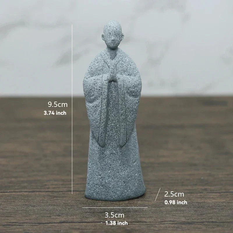 Buddha Stone Statue Small Buddhist Monks Tibetan Buddhism Figures Zen Garden Ornament Meditation Home Aquarium Decoration