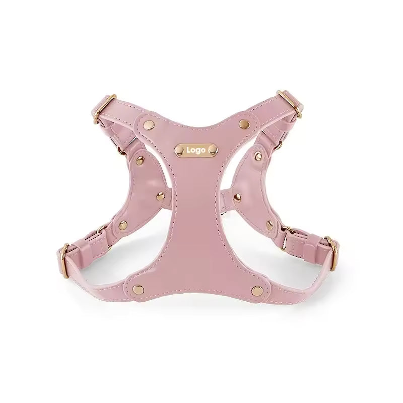 Adjustable Leather Dog Harness with Custom Engraving