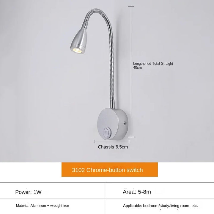 Versatile LED Wall Lamp: Modern, Flexible, Perfect for Reading in Bed