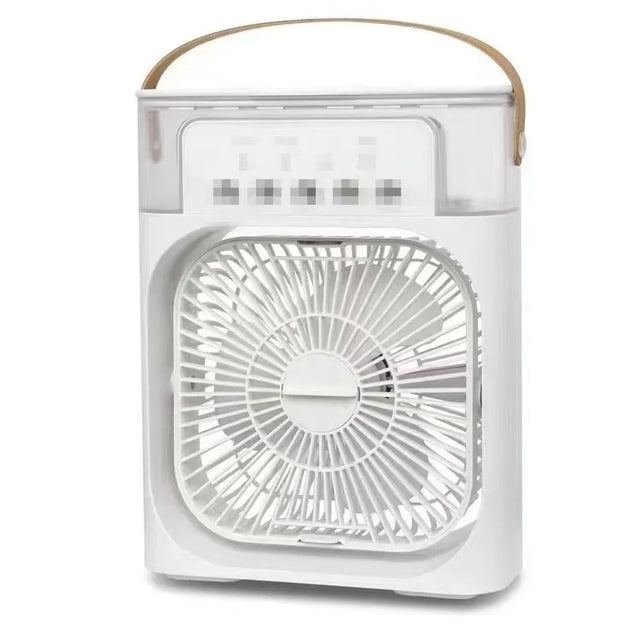 Portable USB Electric Fan with LED Night Light and Water Mist - 3-in-1 Air Humidifier for Home |