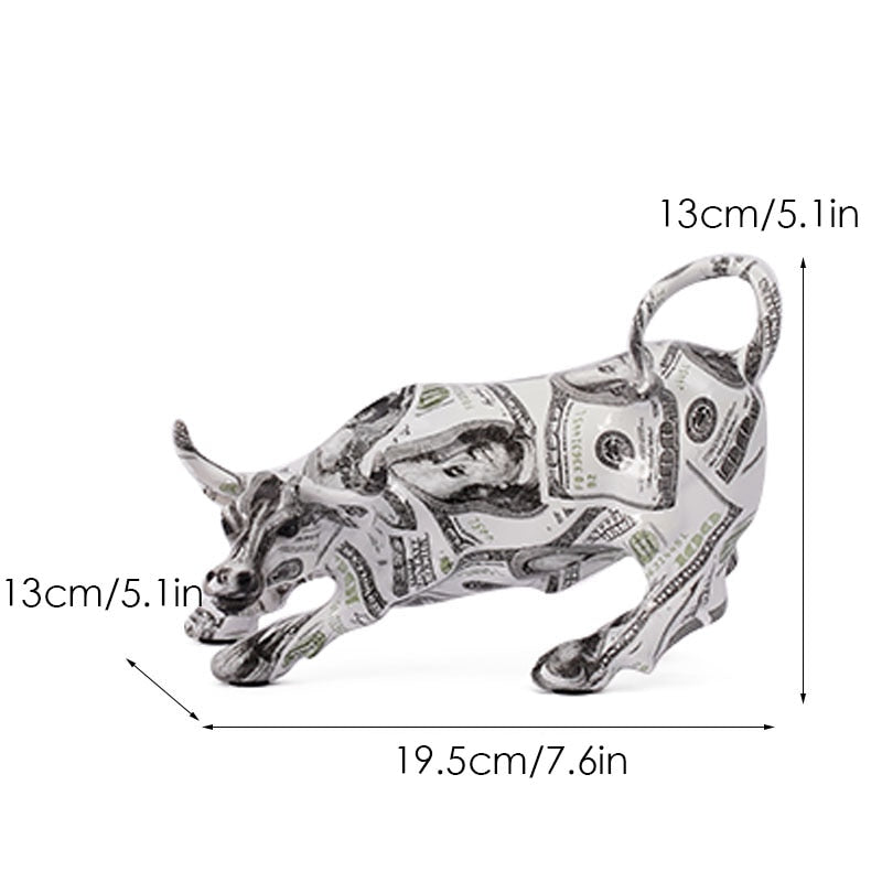 Graffiti-Painting Resin Bull Figures Home Living Room Bedroom Office Desktop Feng Shui Ornaments Collection Statues