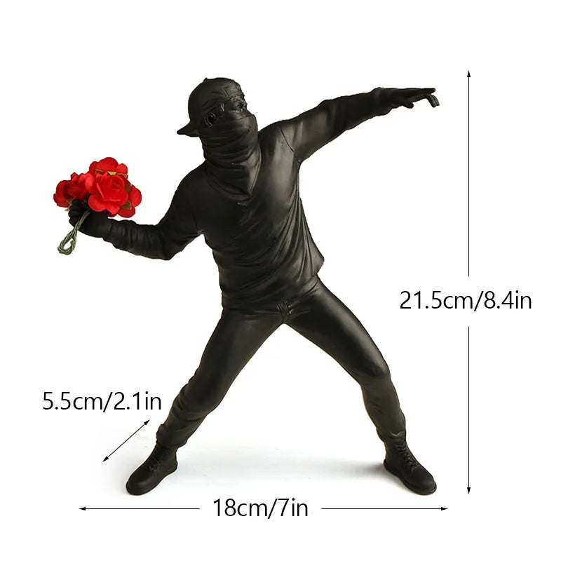 Dropshipping Banksy Sculpture Collection Flower Thrower Statue Pop Art Modern Balloon Girl Figurine Office Home Decoration