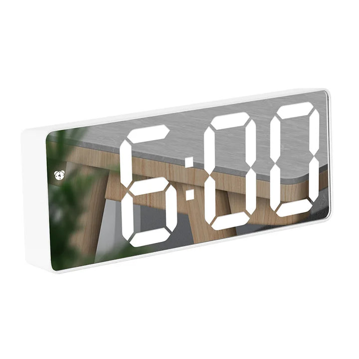 Modern Electronic Mirror Alarm Clock with LED Display, Alarm Function and Temperature Display – Stylish Digital Clock for Bedroom and Office |