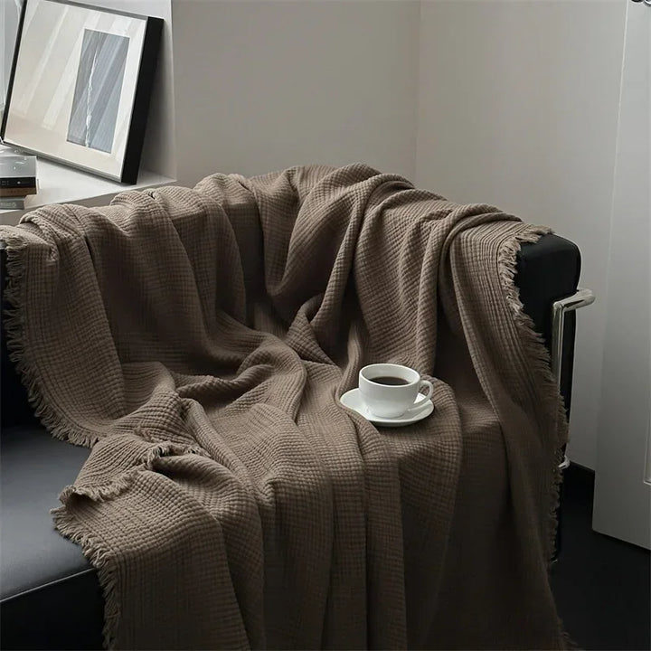 Solid color cotton sofa blanket