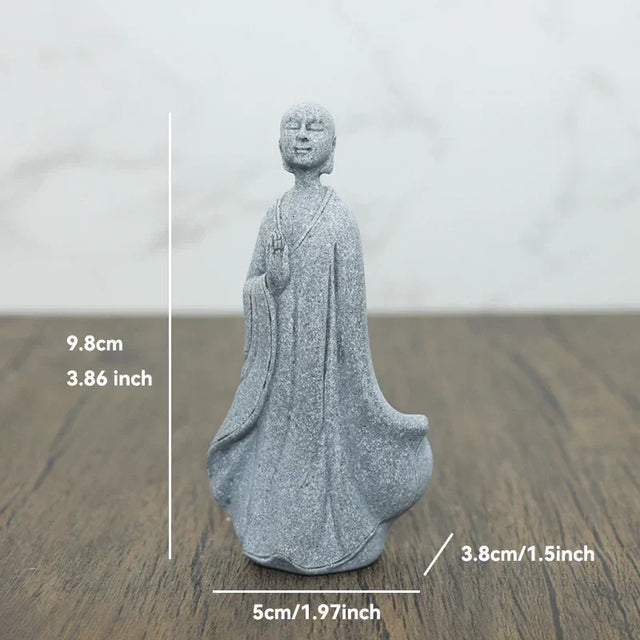 Buddha Stone Statue Small Buddhist Monks Tibetan Buddhism Figures Zen Garden Ornament Meditation Home Aquarium Decoration