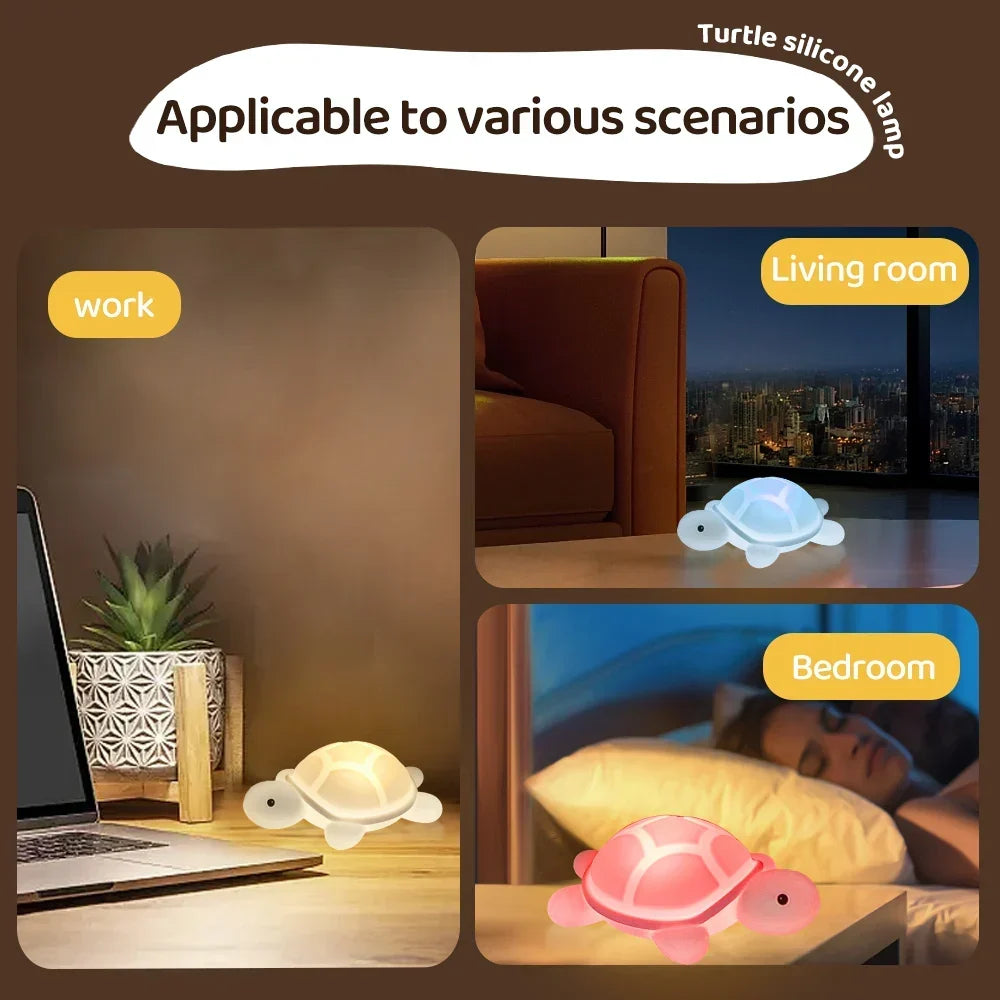 ShellGlow LED Night Light | Cute Turtle | Soft Silicone | color Change &amp; Warm Light | USB-C Rechargeable | 10.2 × 15.8 × 6.1 cm