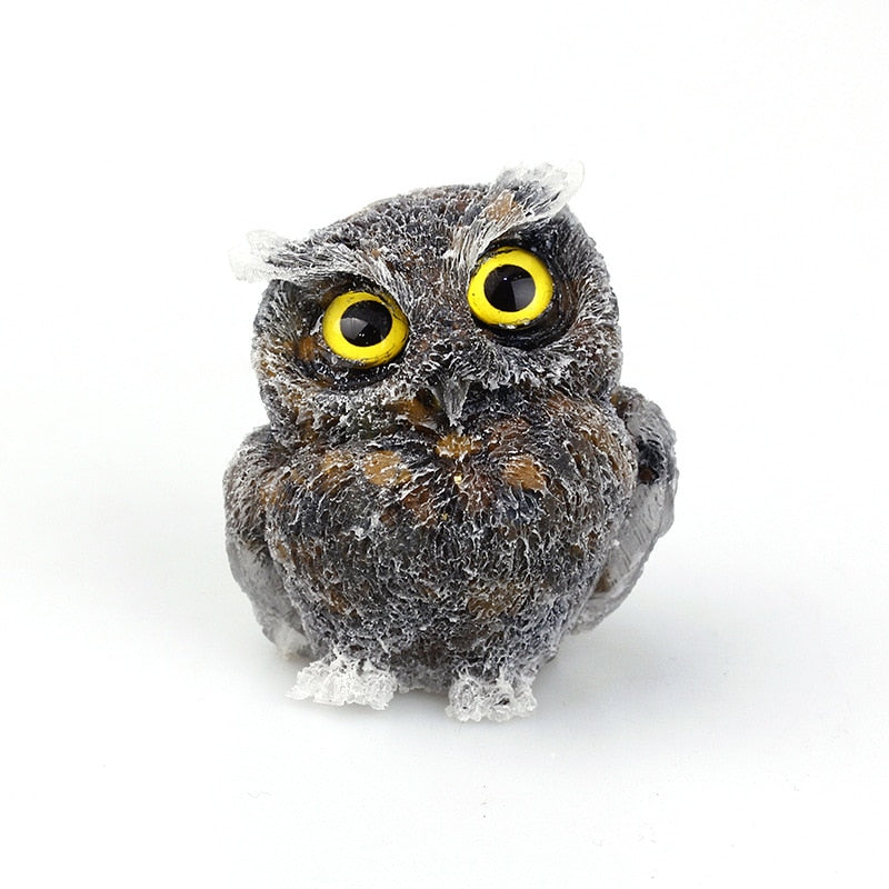 Natural Crystal Owl Figurine: Handmade Collector&