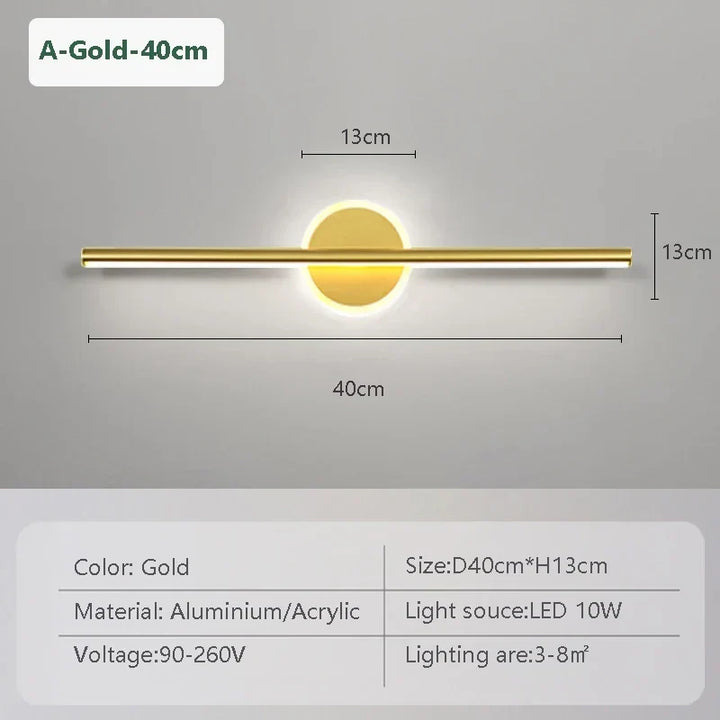 LED Wall Light LineaLux | Black &amp; Gold | 40/60/80 cm | Warm, Cold &amp; Three-color Light | Modern Mirror &amp; Wall Lighting