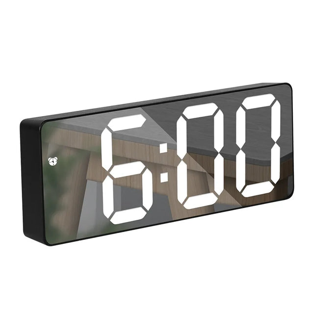Modern Electronic Mirror Alarm Clock with LED Display, Alarm Function and Temperature Display – Stylish Digital Clock for Bedroom and Office |