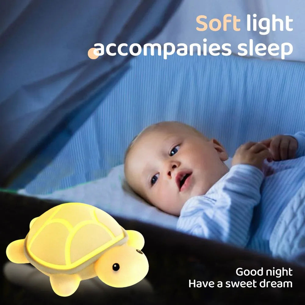 ShellGlow LED Night Light | Cute Turtle | Soft Silicone | color Change &amp; Warm Light | USB-C Rechargeable | 10.2 × 15.8 × 6.1 cm