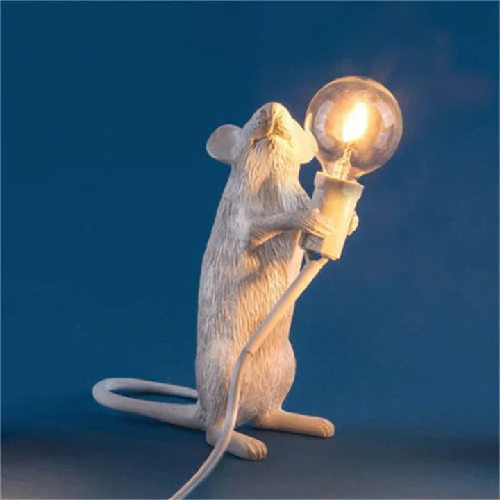 Modern LED Animal Table Lamps: Resin Rat, Cat, and Squirrel Night Lights