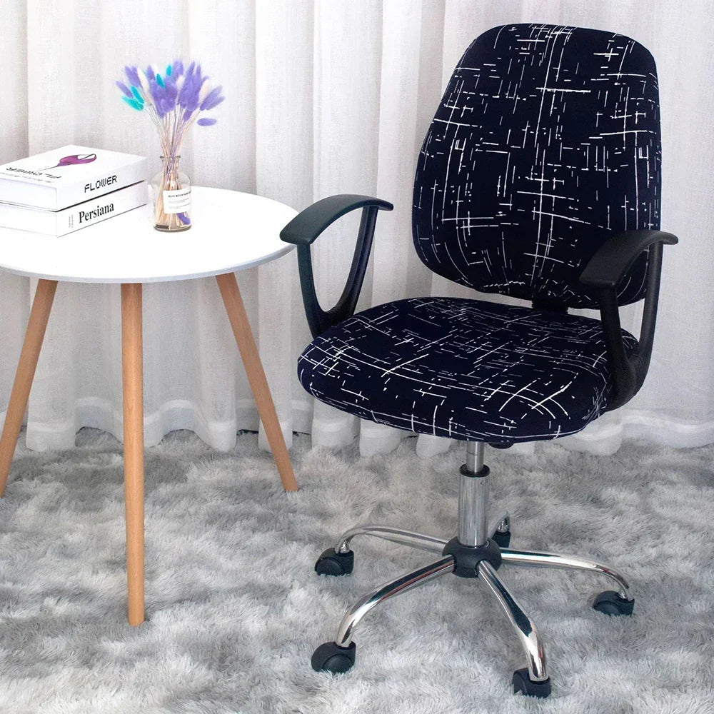 2-piece Split Office Rose Chair Covers