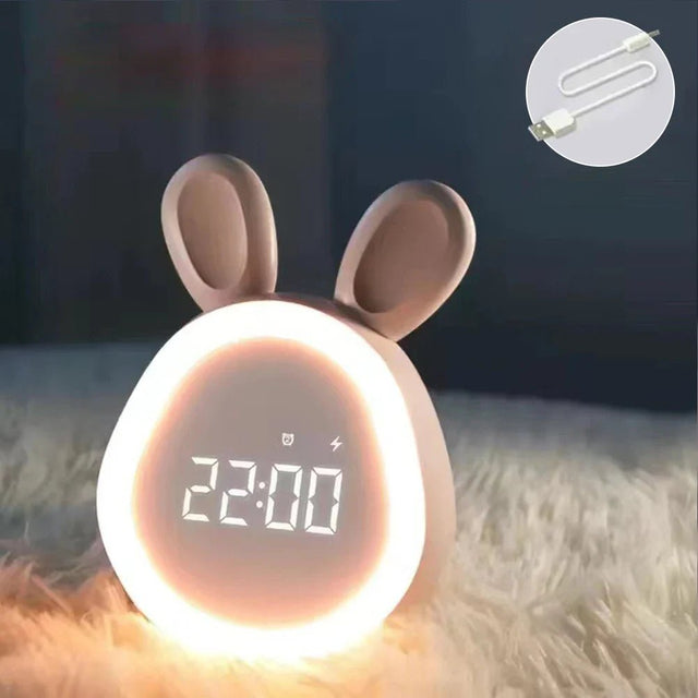 WakkerKonijn – Children's alarm clock with LED night light and playful bunny design |