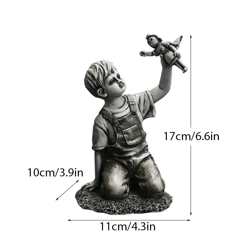 Dropshipping Banksy Sculpture Collection Flower Thrower Statue Pop Art Modern Balloon Girl Figurine Office Home Decoration