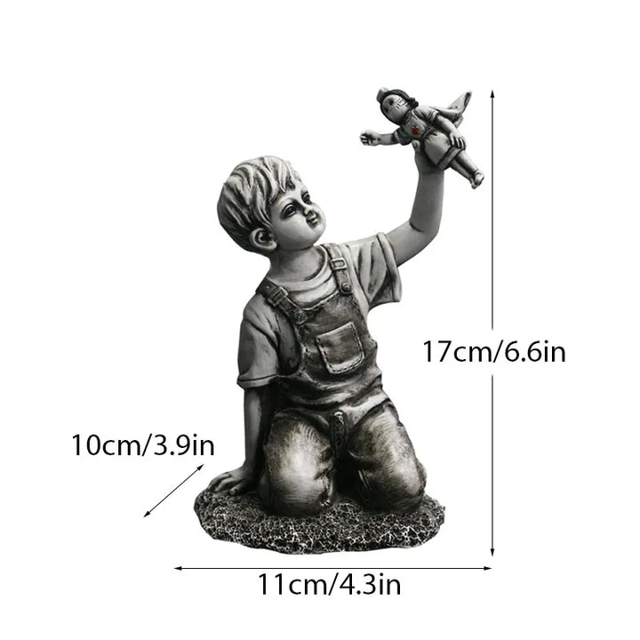 Dropshipping Banksy Sculpture Collection Flower Thrower Statue Pop Art Modern Balloon Girl Figurine Office Home Decoration
